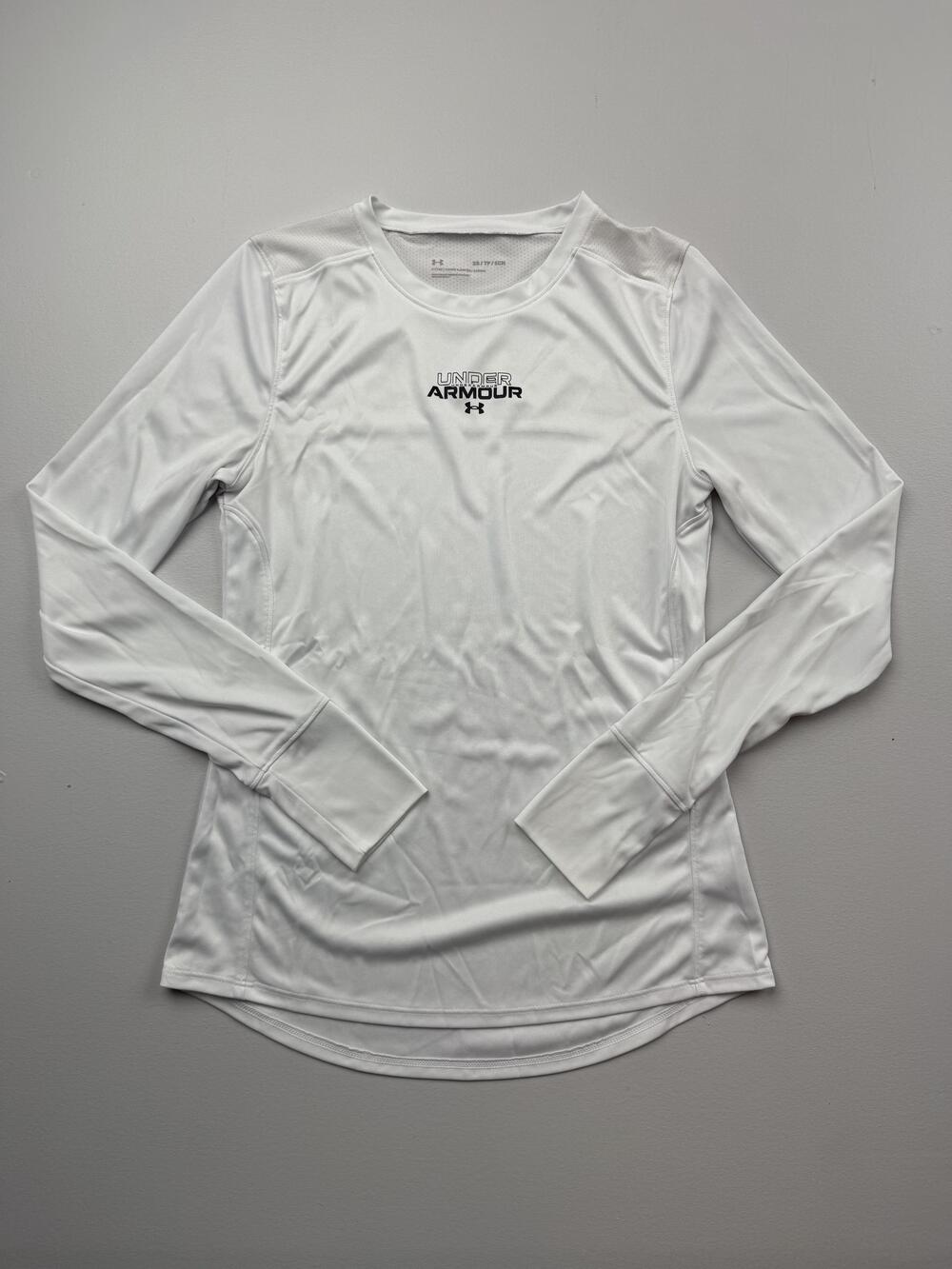 Under Armour Shirt Womens XS White Long Sleeve Fitted Athletic Running Top